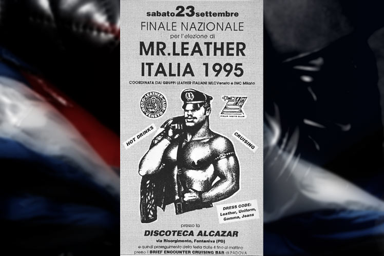 MR. LEATHER ITALIA 1995 - Flyer della finale [Alcazar - Fontaniva [PD] - 23 settembre 1995]