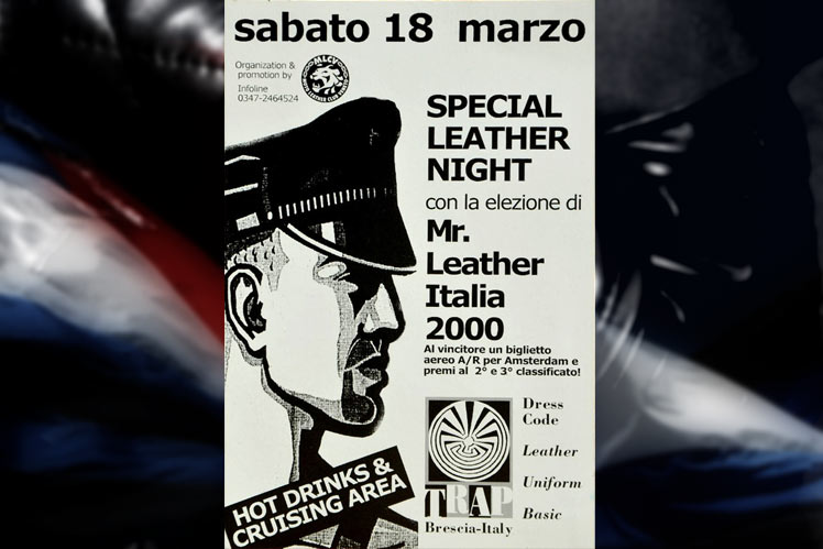 MR. LEATHER ITALIA 2000 - Flyer dell'evento [Trap - Brescia - 18 marzo 2000]